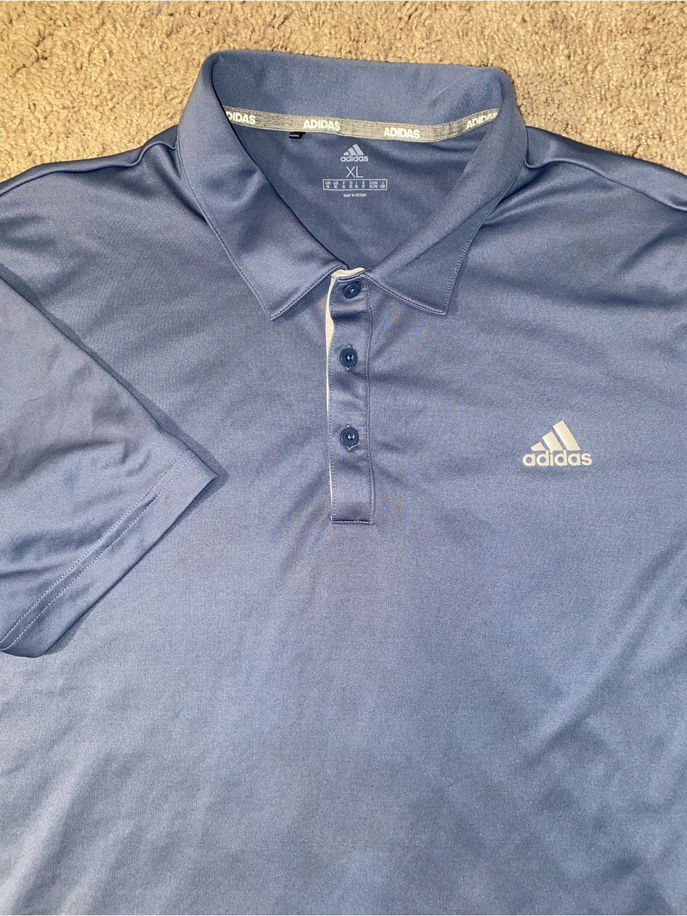 Adidas Tennis Golf Polo Size XL Gray Blue Work Outdoor Sports Shirt